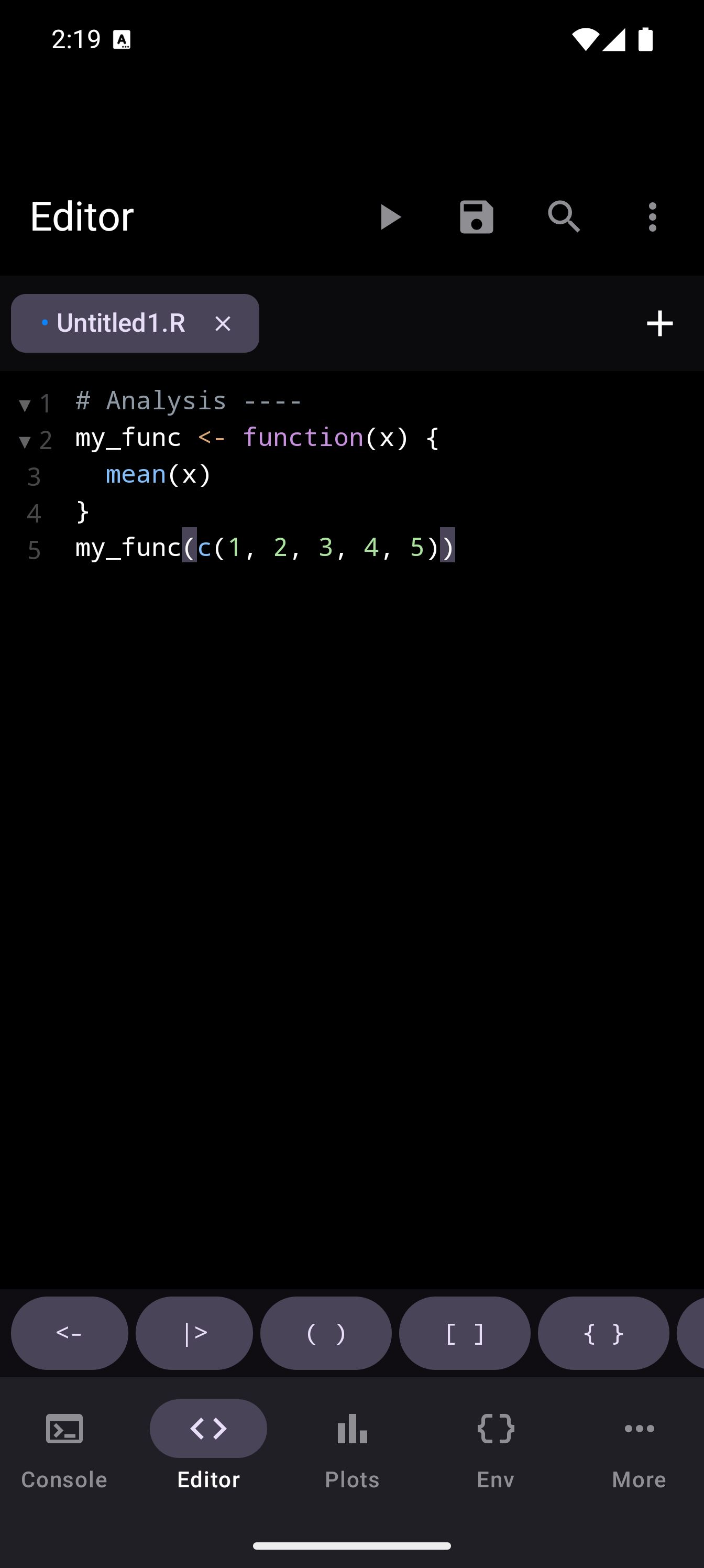 Editor showing folded code regions in dark theme
