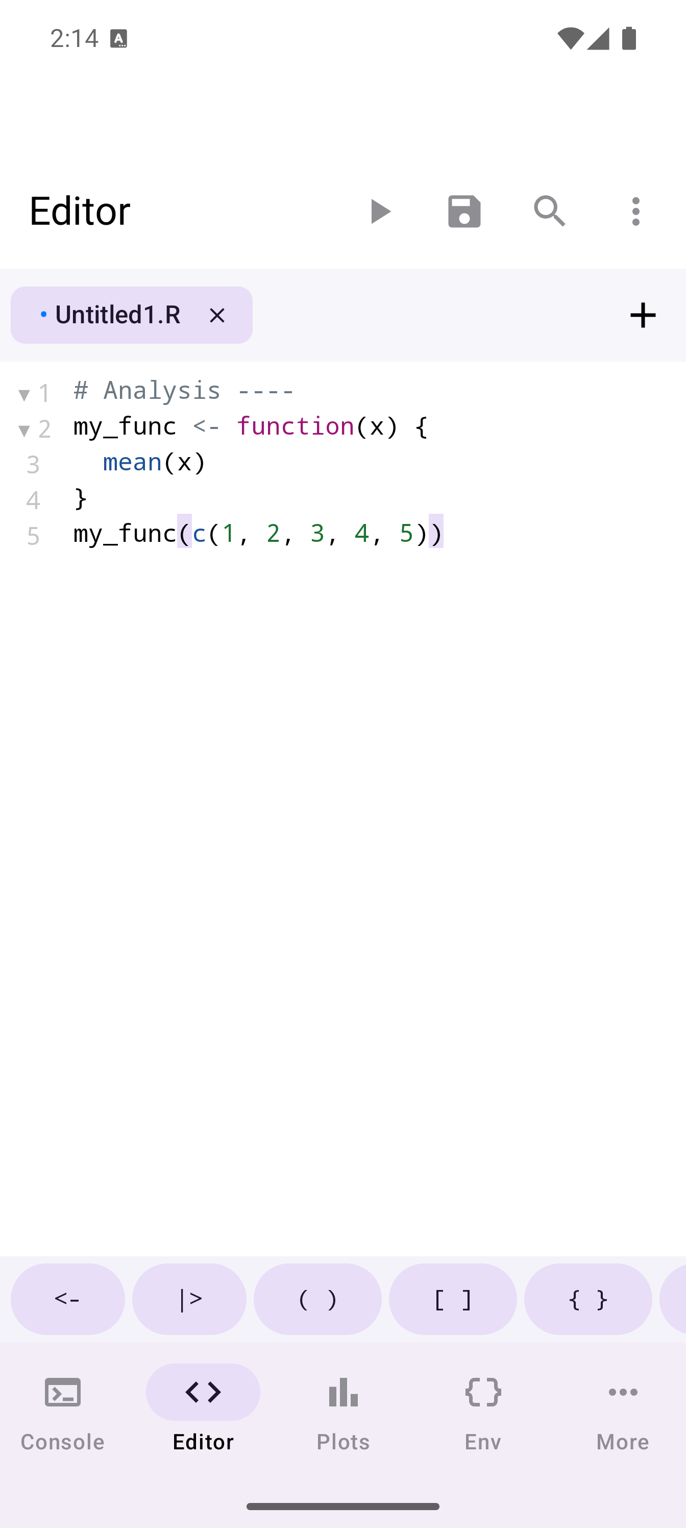 Editor showing folded code regions in light theme