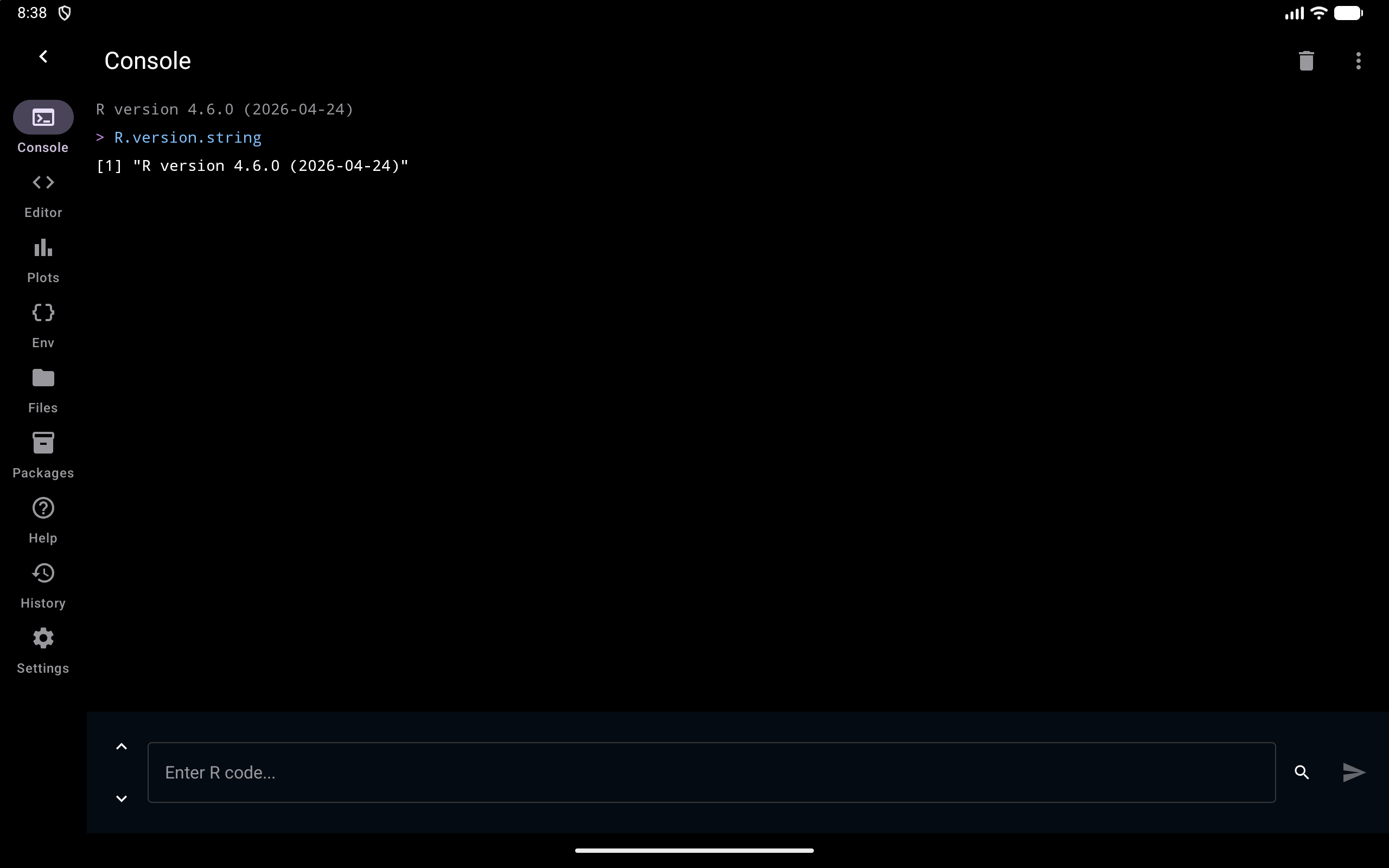 Sidebar layout on a tablet, with navigation rail on the left, in dark mode