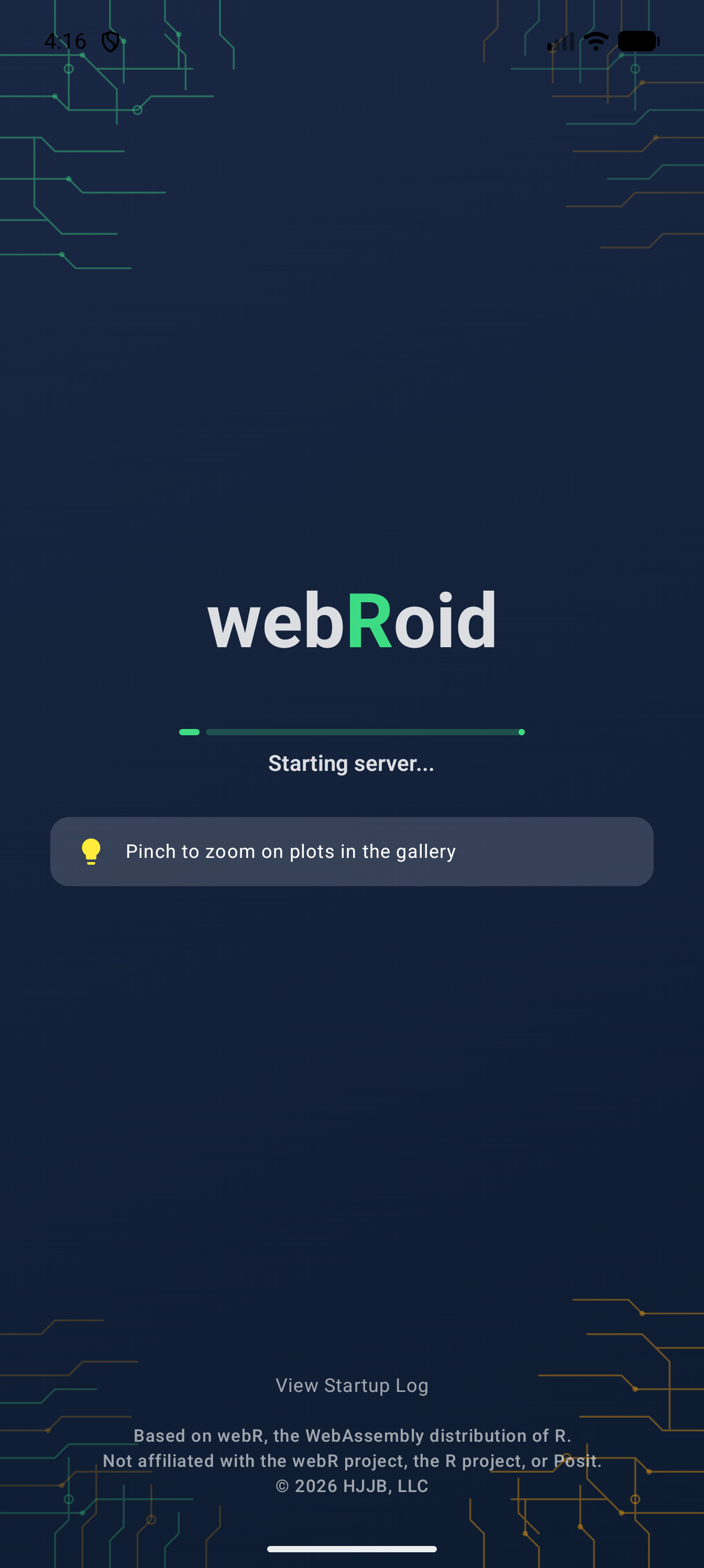 Loading screen on a subsequent launch, without the first-run welcome card